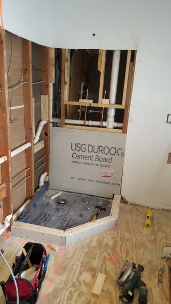 Framing shower base and cement boards installation