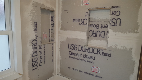 Cement boards around bath tub installation