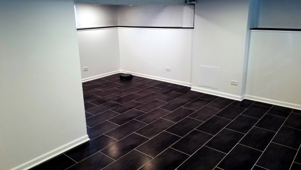 Ceramic floor tiles installed