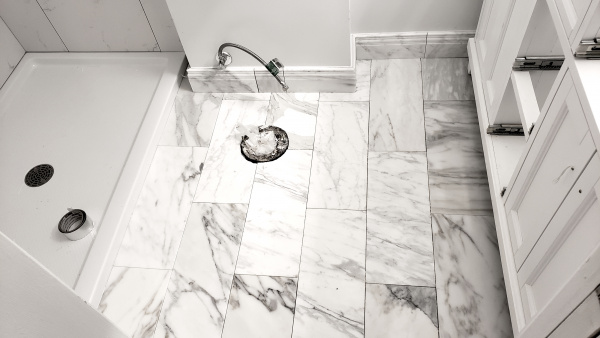 Granite floor tile installation