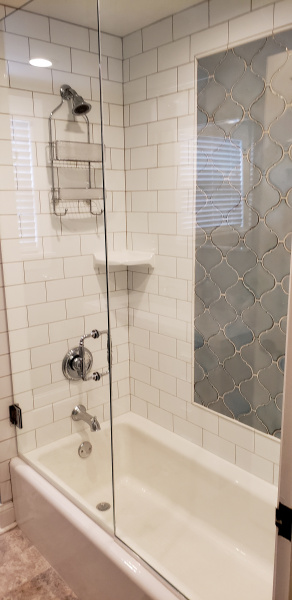 Ceramic wall tile around tub