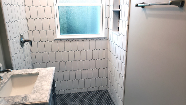 New window and ceramic wall tile installed