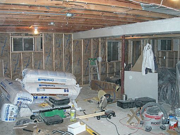 Basement during remodeling
