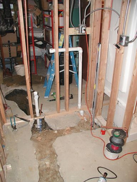 Drain and water line installation