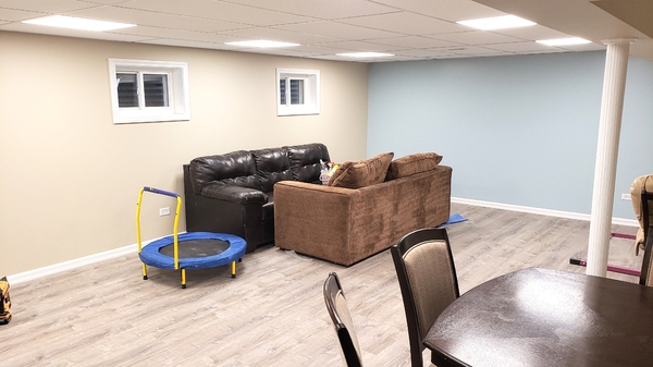 Basement after rmodeling with floor panels