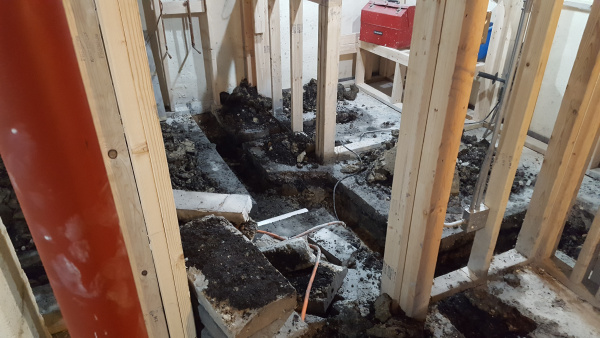 Drain and water lines installation